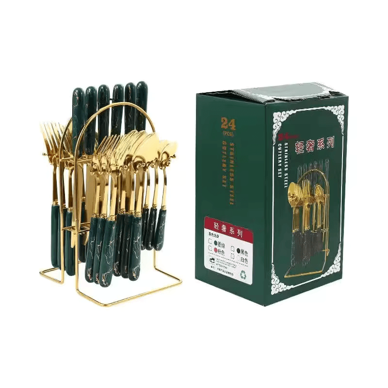 24-Piece Tableware Set with Ceramic Handles