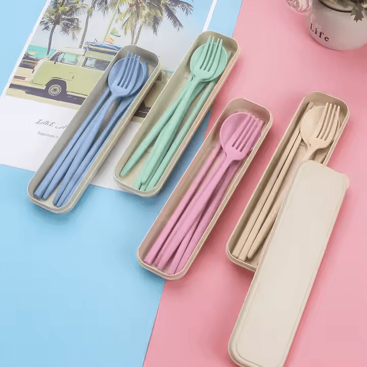 4-Piece Eco Wheat Straw Cutlery Set