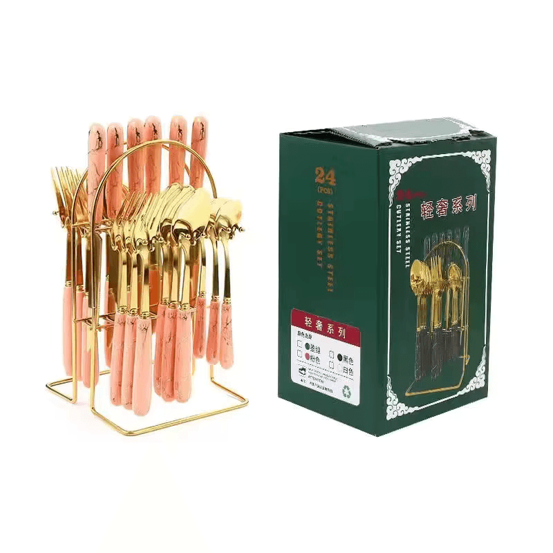 24-Piece Tableware Set with Ceramic Handles