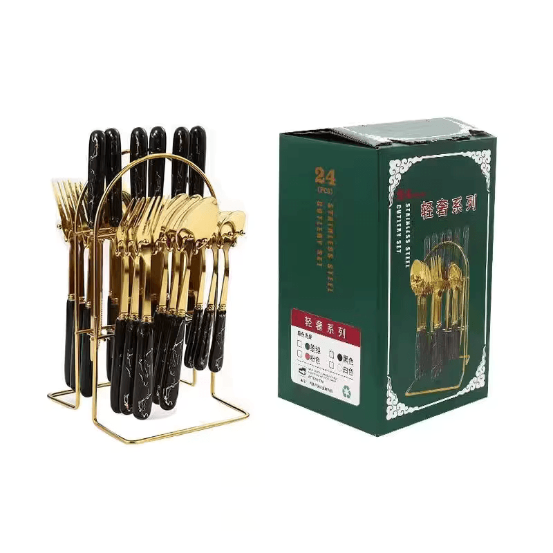 24-Piece Tableware Set with Ceramic Handles