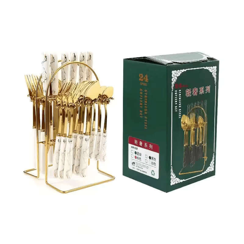 24-Piece Tableware Set with Ceramic Handles