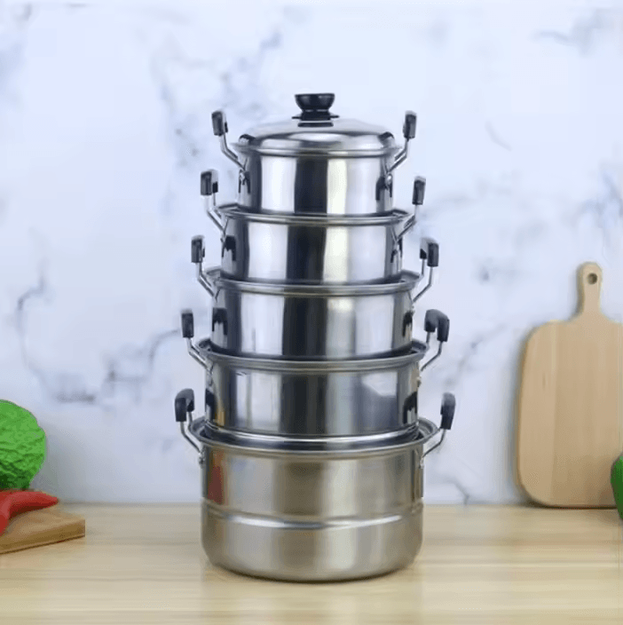 5-Piece Steel Deep Soup Pot Set,