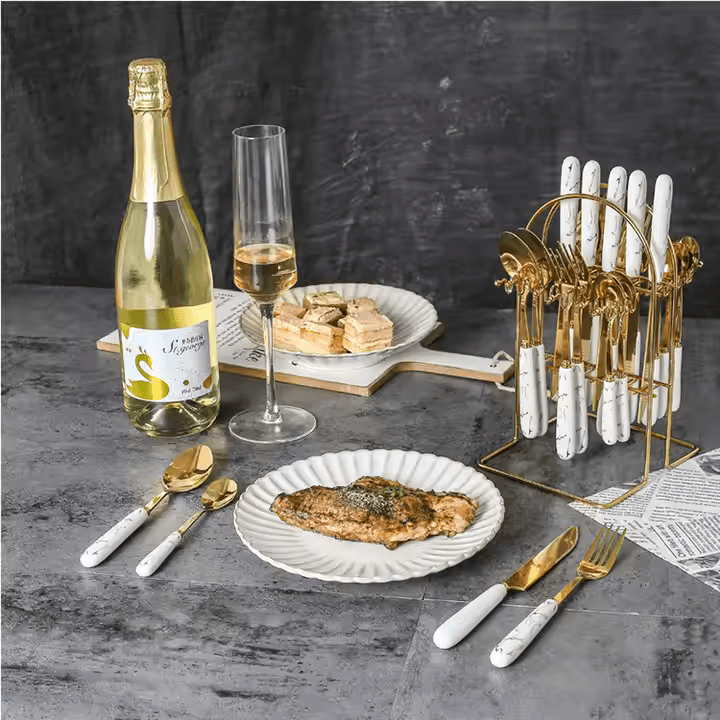 24-Piece Tableware Set with Ceramic Handles