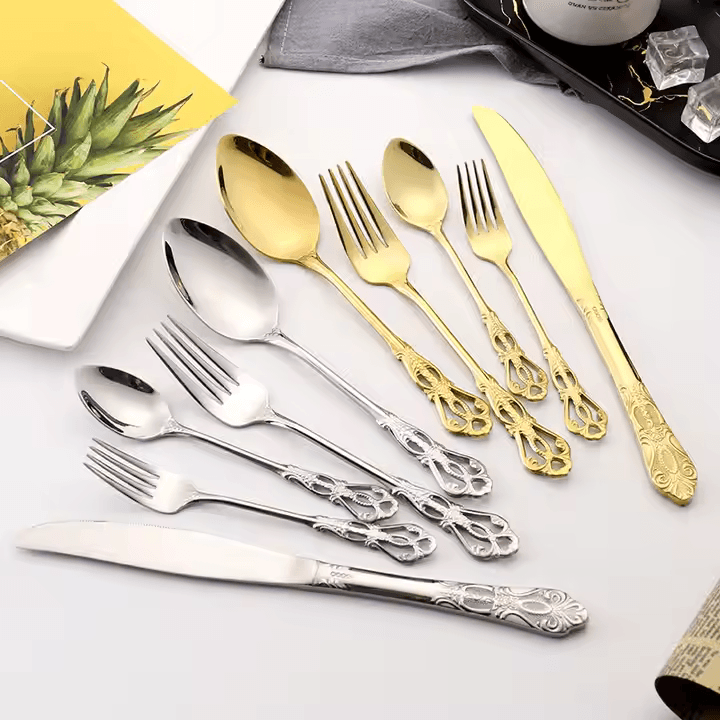 Cutlery Set with Gold Accents