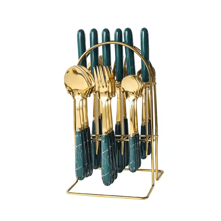 24-Piece Tableware Set with Ceramic Handles