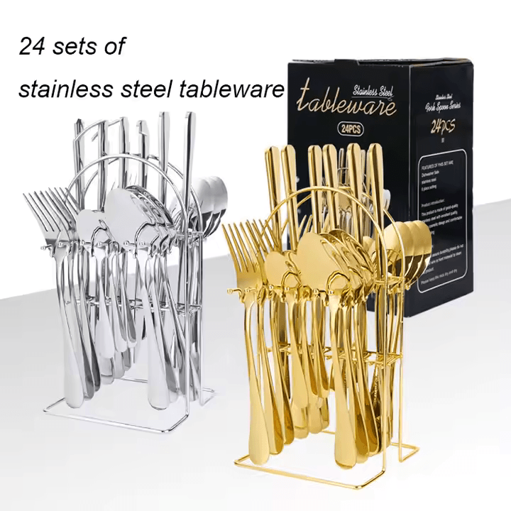 24-Piece Flatware Set with Magnetic Holder