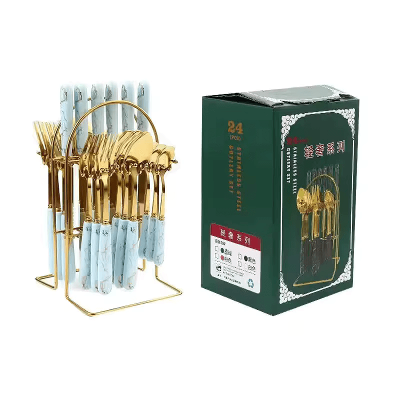 24-Piece Tableware Set with Ceramic Handles