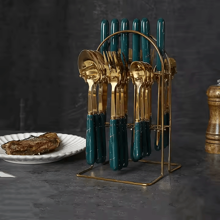 24-Piece Tableware Set with Ceramic Handles