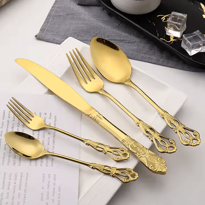 Cutlery Set with Gold Accents