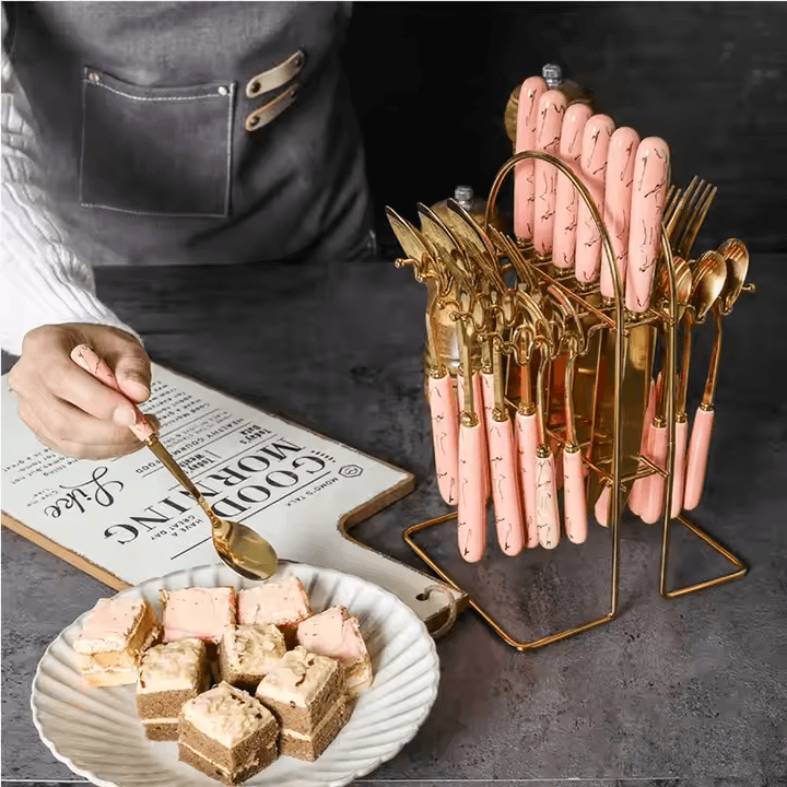24-Piece Tableware Set with Ceramic Handles