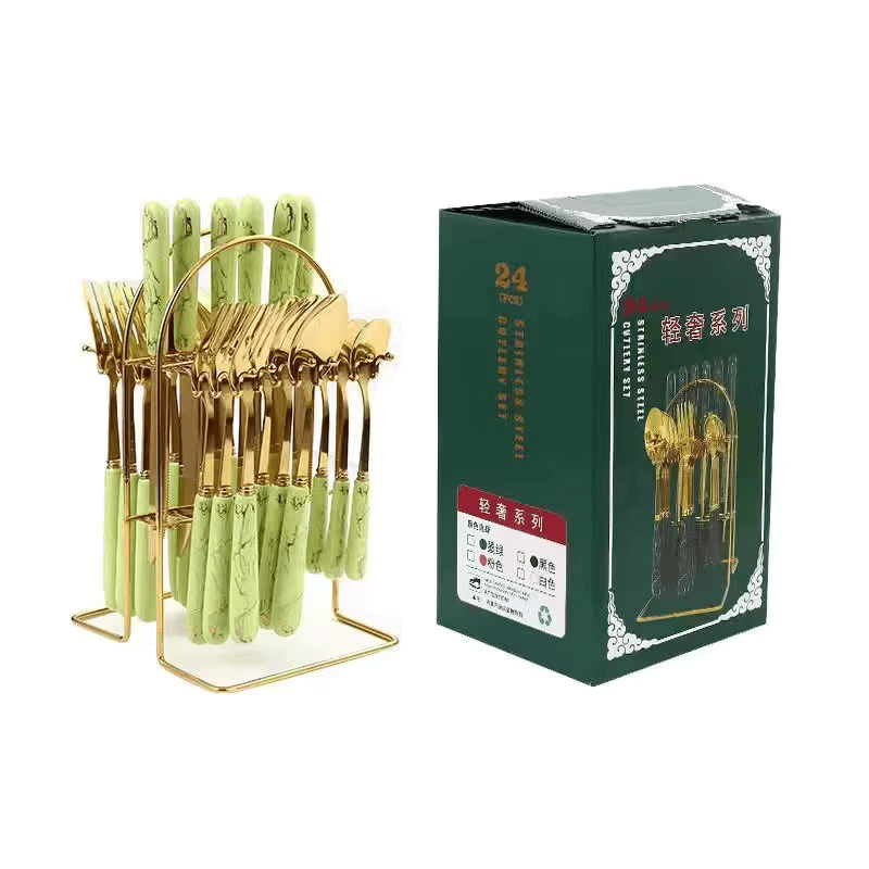 24-Piece Tableware Set with Ceramic Handles