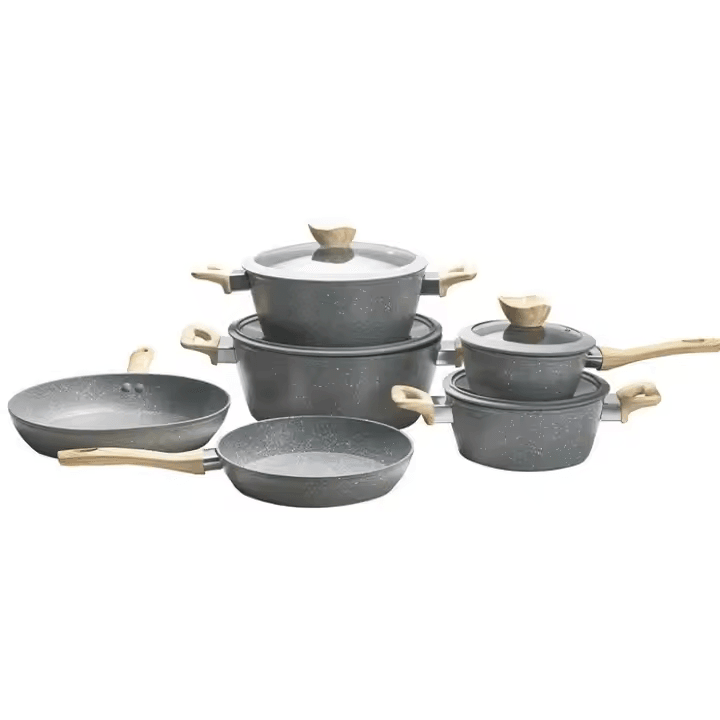 Cookware Set with Wooden Handles