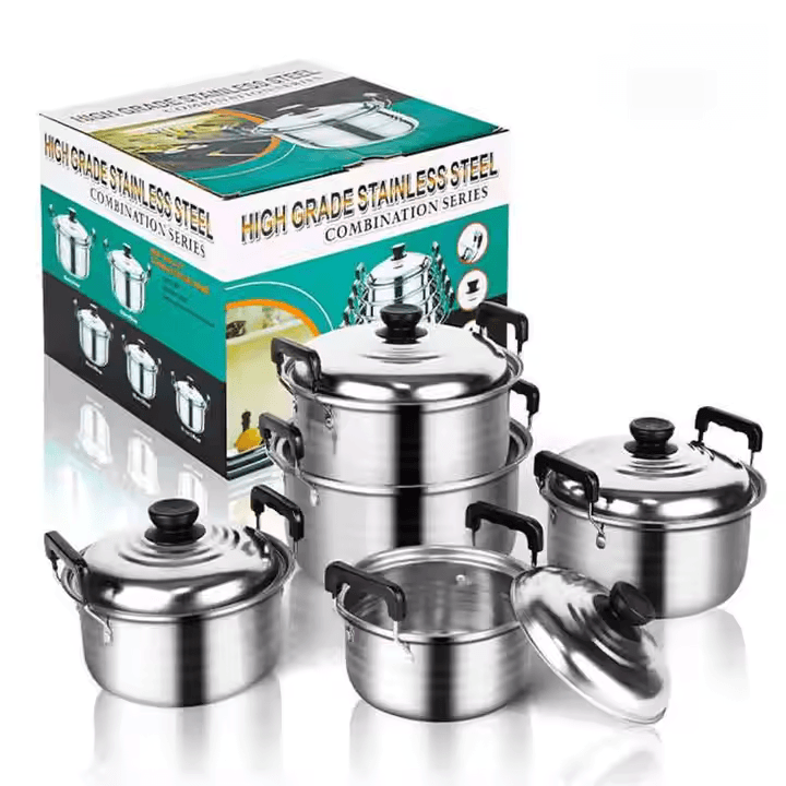5-Piece Steel Deep Soup Pot Set,