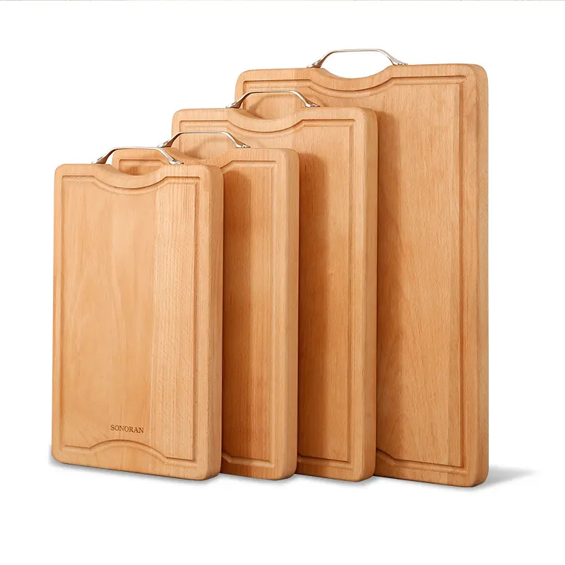 Wooden Cutting Board with Steel Handle