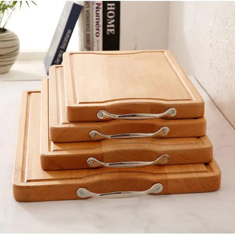 Wooden Cutting Board with Steel Handle