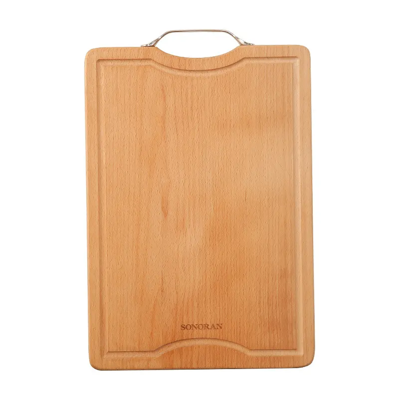 Wooden Cutting Board with Steel Handle