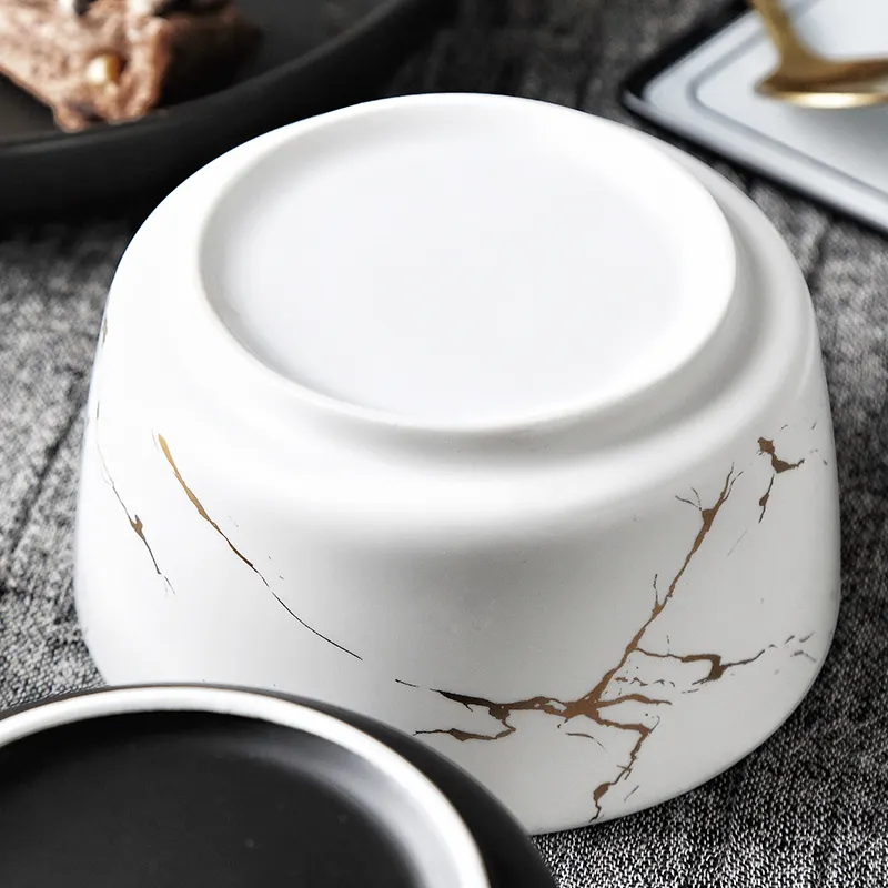 Ceramic Bowls with Marble Design