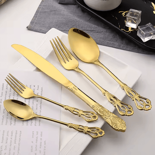 Cutlery Set with Gold Accents