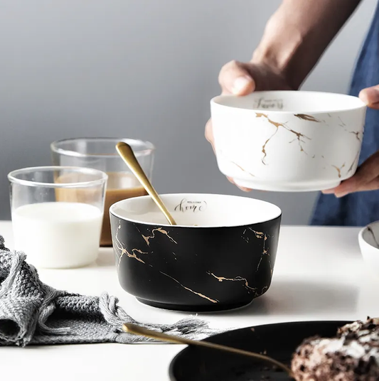 Ceramic Bowls with Marble Design