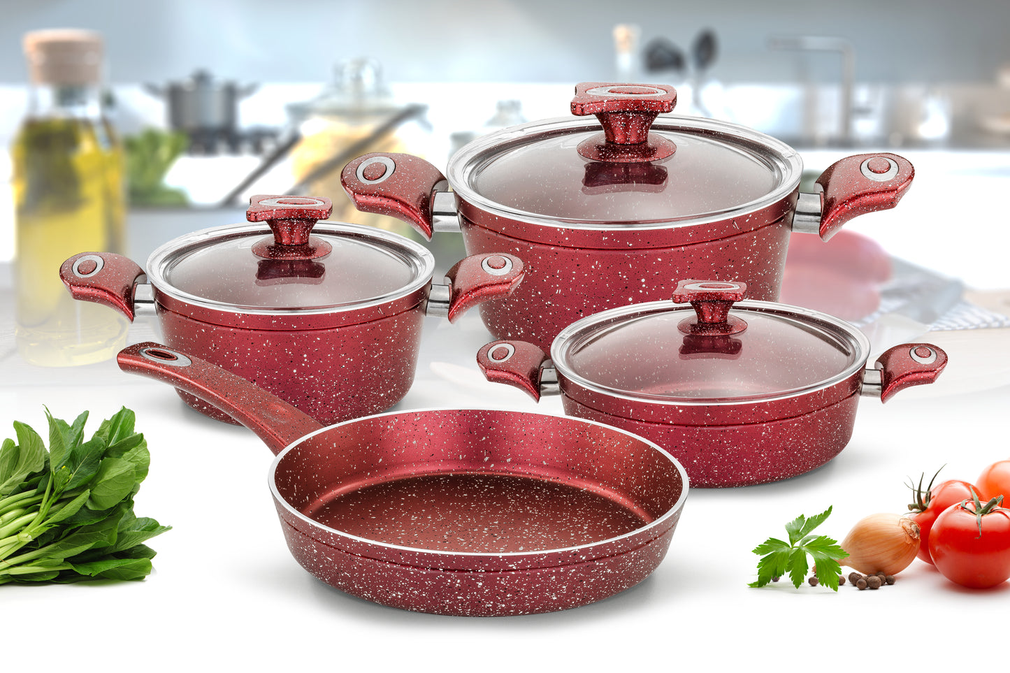 4-Pieces Red Granite Set